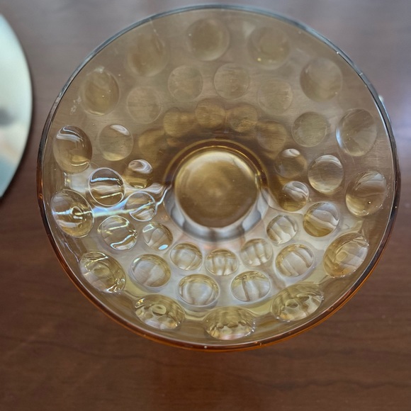 Vintage Hazel Atlas El Dorado/Amber Capri Dot Glass Optic Serving Bowl - Picture 2 of 3